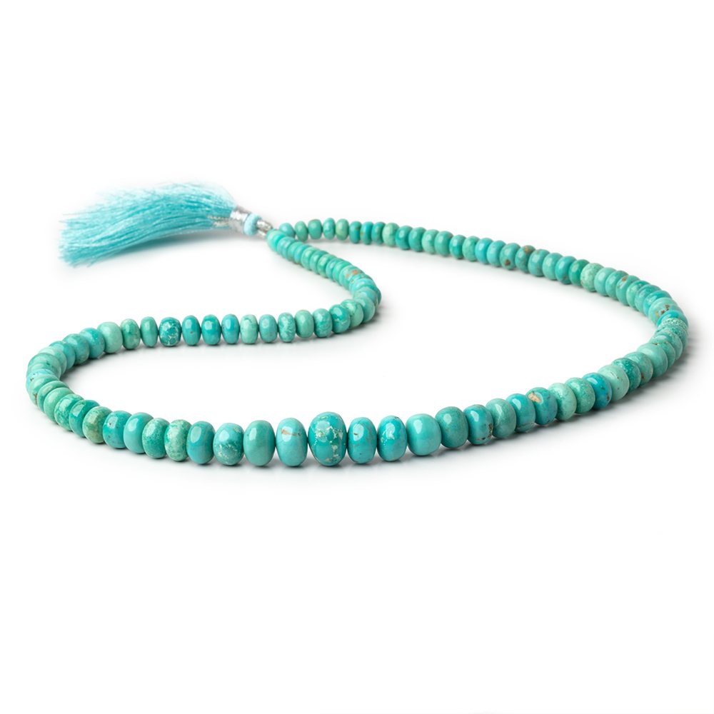 3 - 10mm Mongolian Turquoise Plain Rondelle 18 inch 106 Beads - Beadsofcambay.com