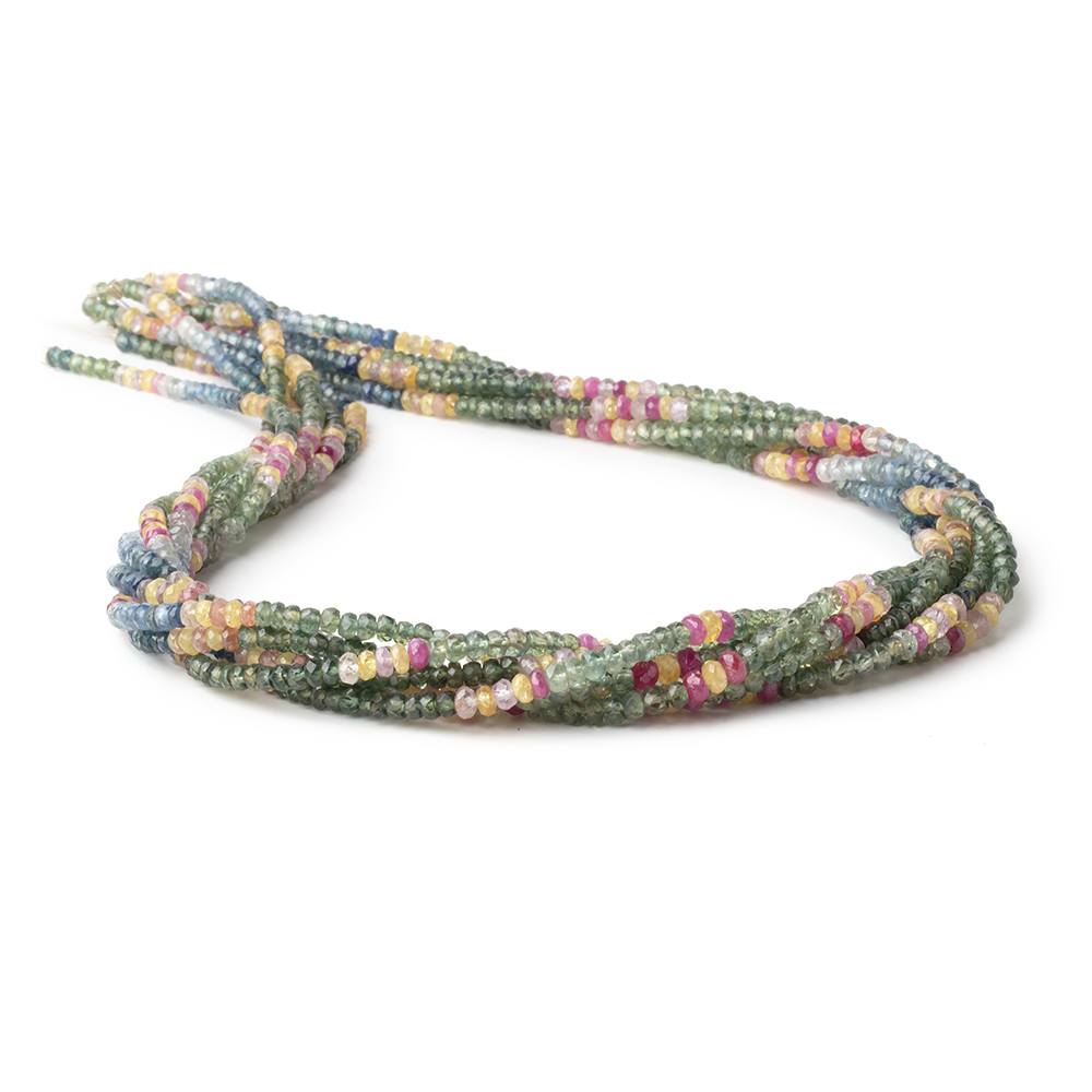 3-3.5mm Multi Color Sapphire Faceted Rondelle Beads 16 inch 200 pieces - Beadsofcambay.com