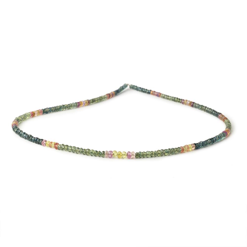 3-3.5mm Multi Color Sapphire Faceted Rondelles 16 inch 200 Beads - Beadsofcambay.com