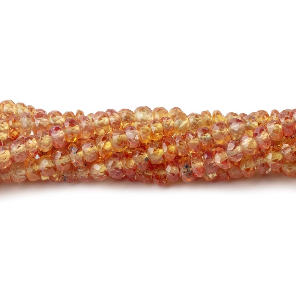 3-3.5mm Orange Songea Sapphire Faceted Rondelles 16 inch 227 Beads - Beadsofcambay.com