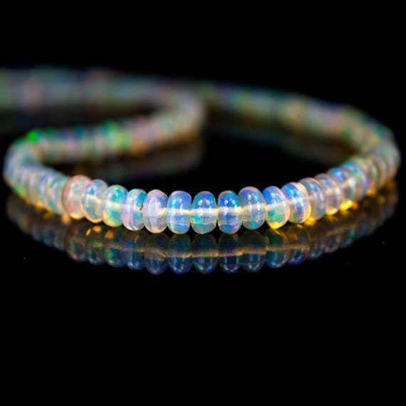 3 - 5mm Ethiopian Opal Plain Rondelle Beads 174 pieces - Beadsofcambay.com