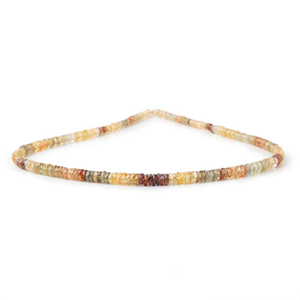 3 - 5mm Multi Color & Golden Zircon Faceted Heishi 16 inch 245 Beads - Beadsofcambay.com