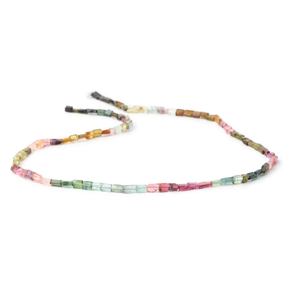 3 - 5mm Multi Color Tourmaline Plain Rectangle Beads 16 inch 96 pieces - Beadsofcambay.com