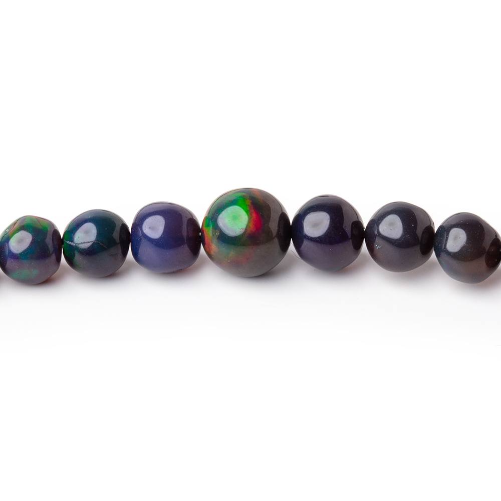 3 - 7mm Black Ethiopian Opal Plain Round Beads 16 inch 87 pieces - Beadsofcambay.com