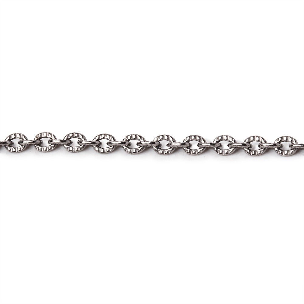 3 Feet - 2.5mm Small Corrugated Oval Link Chain - Beadsofcambay.com