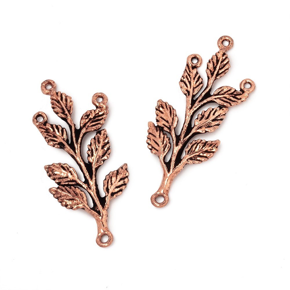 30x15mm Leafy Branch 3 Ring Charm Set of 2 pieces - Beadsofcambay.com