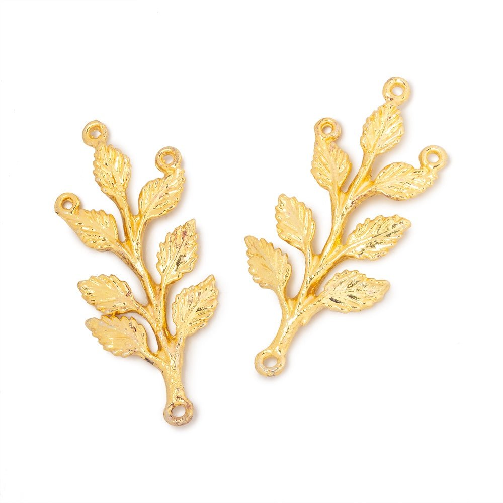 30x15mm Leafy Branch 3 Ring Charm Set of 2 pieces - Beadsofcambay.com