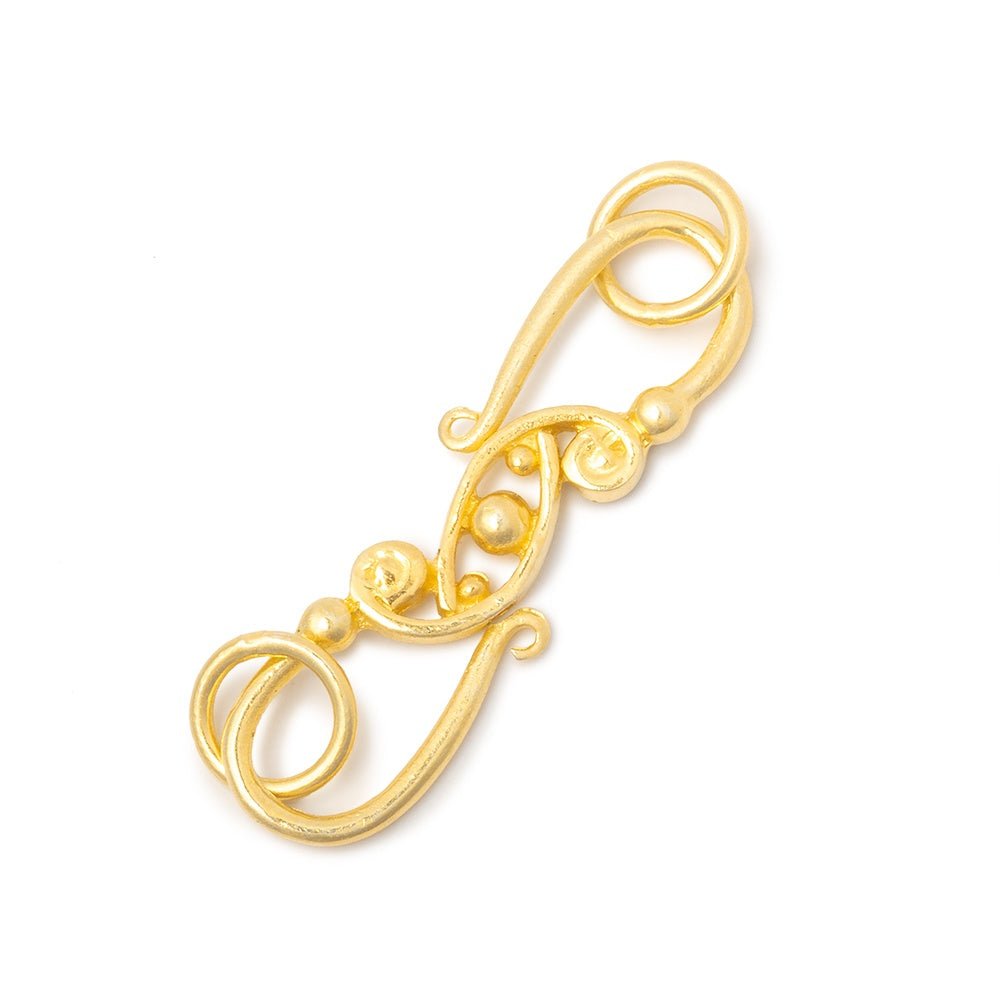 31x8mm Vermeil Paisley S Hook 1 piece - Beadsofcambay.com