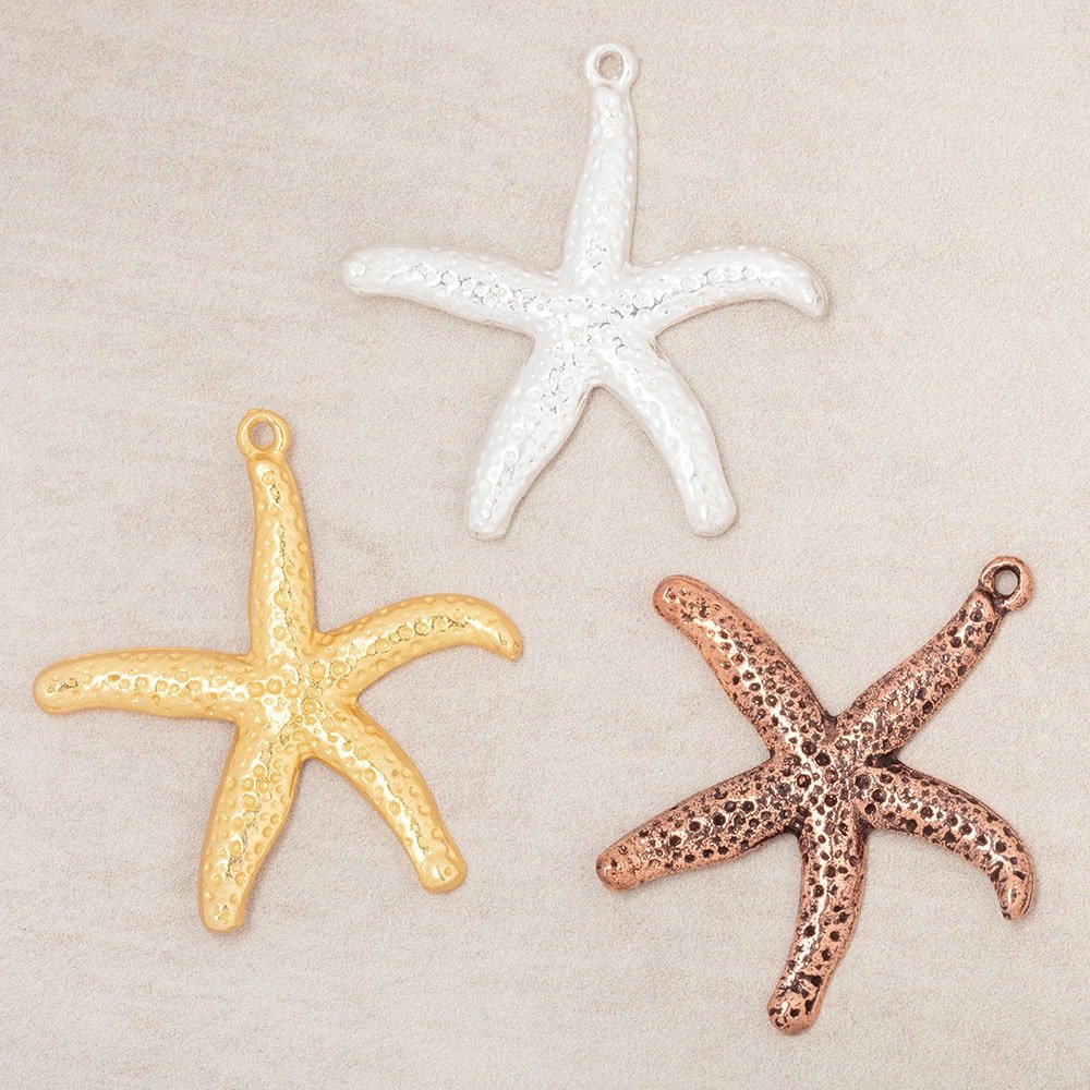 32mm Starfish Pendant Charm Set of 2 pieces - Beadsofcambay.com