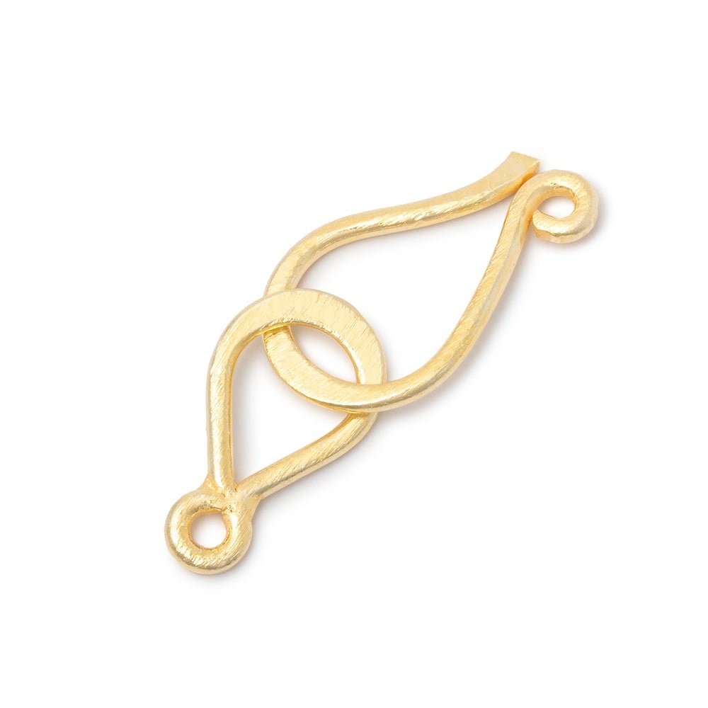 34x12mm Vermeil Brushed Hook and Eye Clasp 1 piece - Beadsofcambay.com