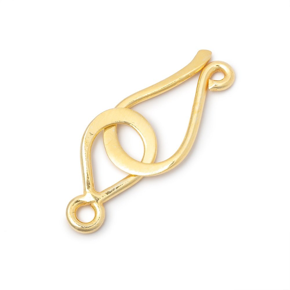 34x12mm Vermeil Shiny Hook and Eye Clasp 1 piece - Beadsofcambay.com