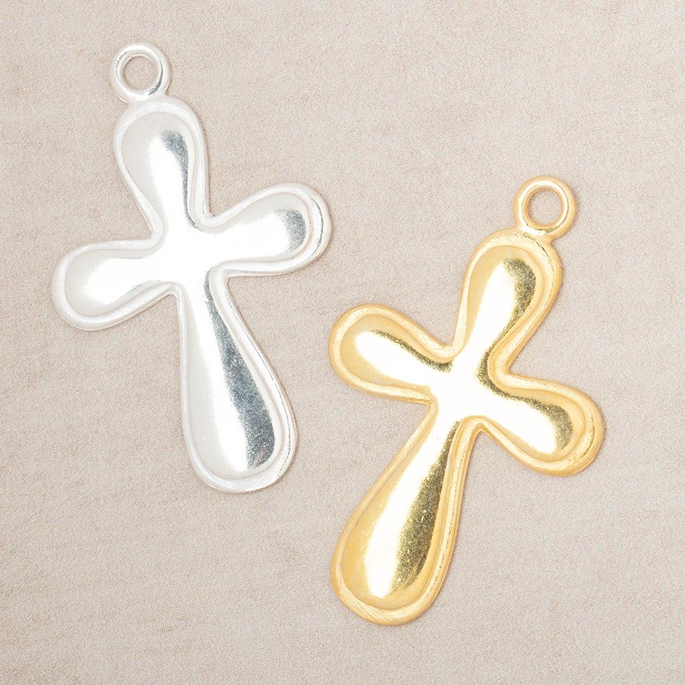 34x25mm Groovy Cross Pendant Charm 1 piece - Beadsofcambay.com