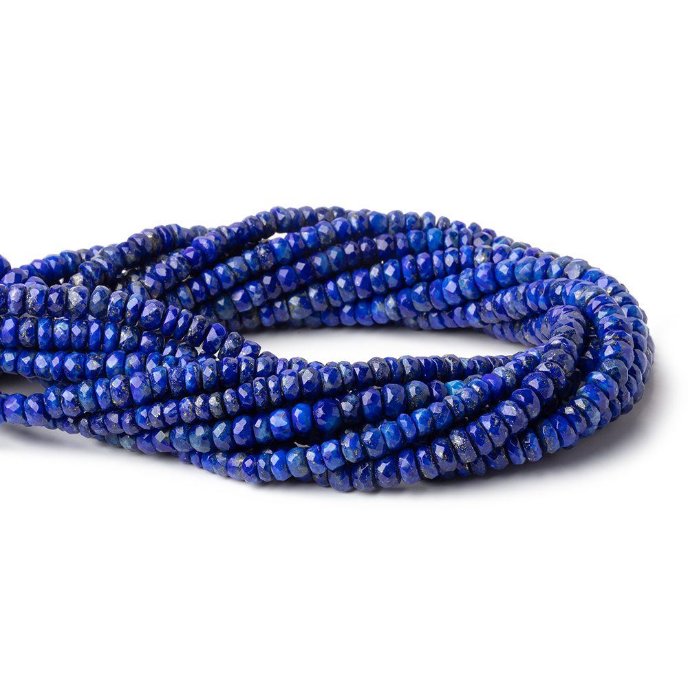 3.5 - 4.5mm Lapis Lazuli Faceted Rondelle Beads 14 inch 127 pieces - Beadsofcambay.com