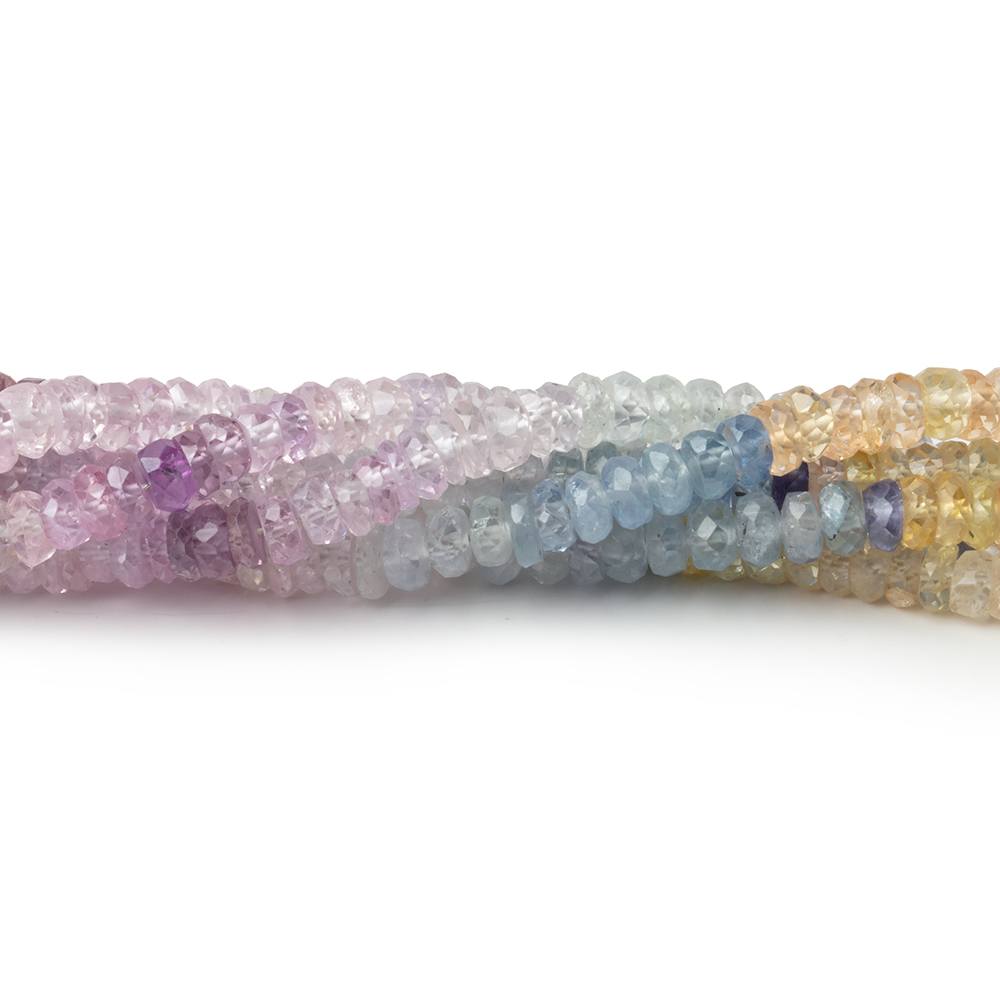 3.5 - 4mm Madagascar Sapphire Faceted Rondelle 18 inch 260 Beads AA - Beadsofcambay.com