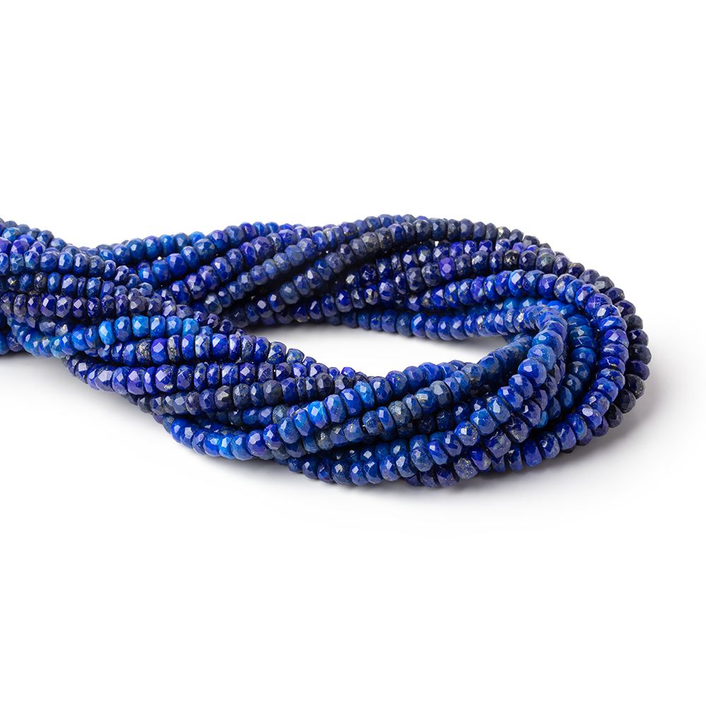 3.5 - 5.5mm Lapis Lazuli Faceted Rondelle Beads 14 inch 127 pieces - Beadsofcambay.com