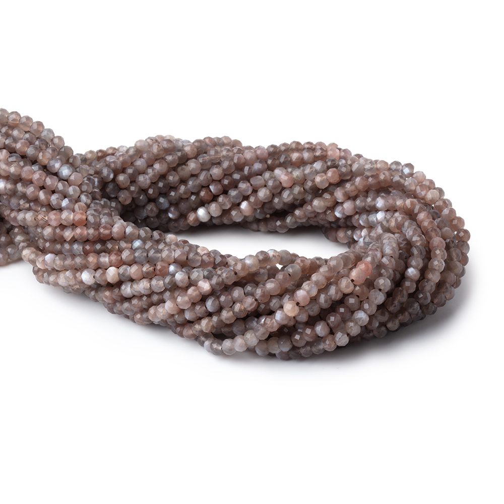 3.5mm Chocolate Moonstone Micro Faceted Rondelles 12.5 inch 215 Beads - Beadsofcambay.com