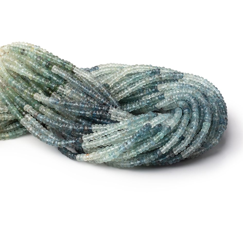 3.5mm Shaded Moss Aquamarine Faceted Rondelle 12.75 inch 166 Beads - Beadsofcambay.com