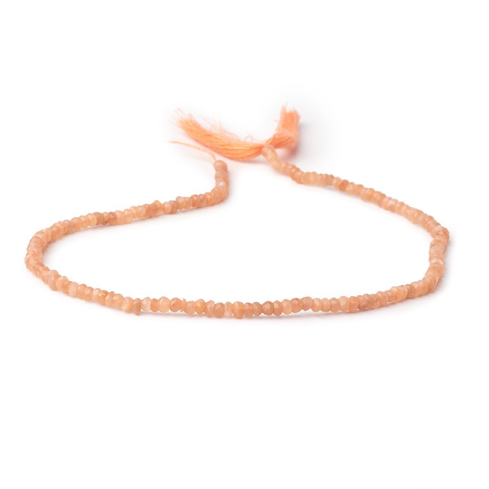 3mm Angel Skin Peach Moonstone faceted rondelles 13 inch 146 beads - Beadsofcambay.com