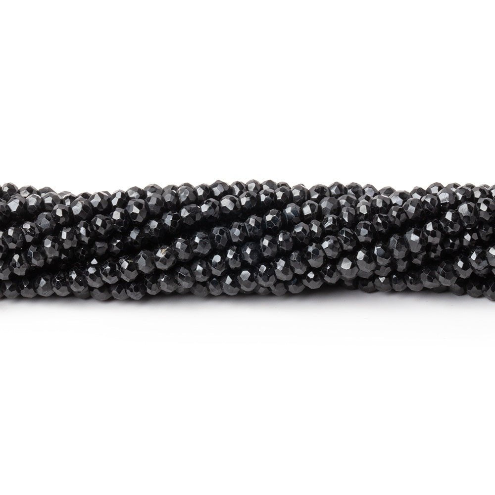 3mm Black Spinel Faceted Rondelle Beads 13.5 inch 150 pieces - Beadsofcambay.com