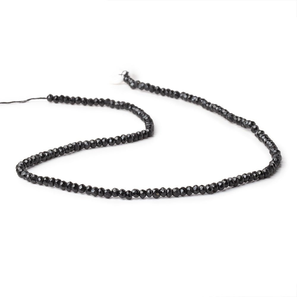 3mm Black Spinel Faceted Rondelle Beads 13.5 inch 150 pieces - Beadsofcambay.com