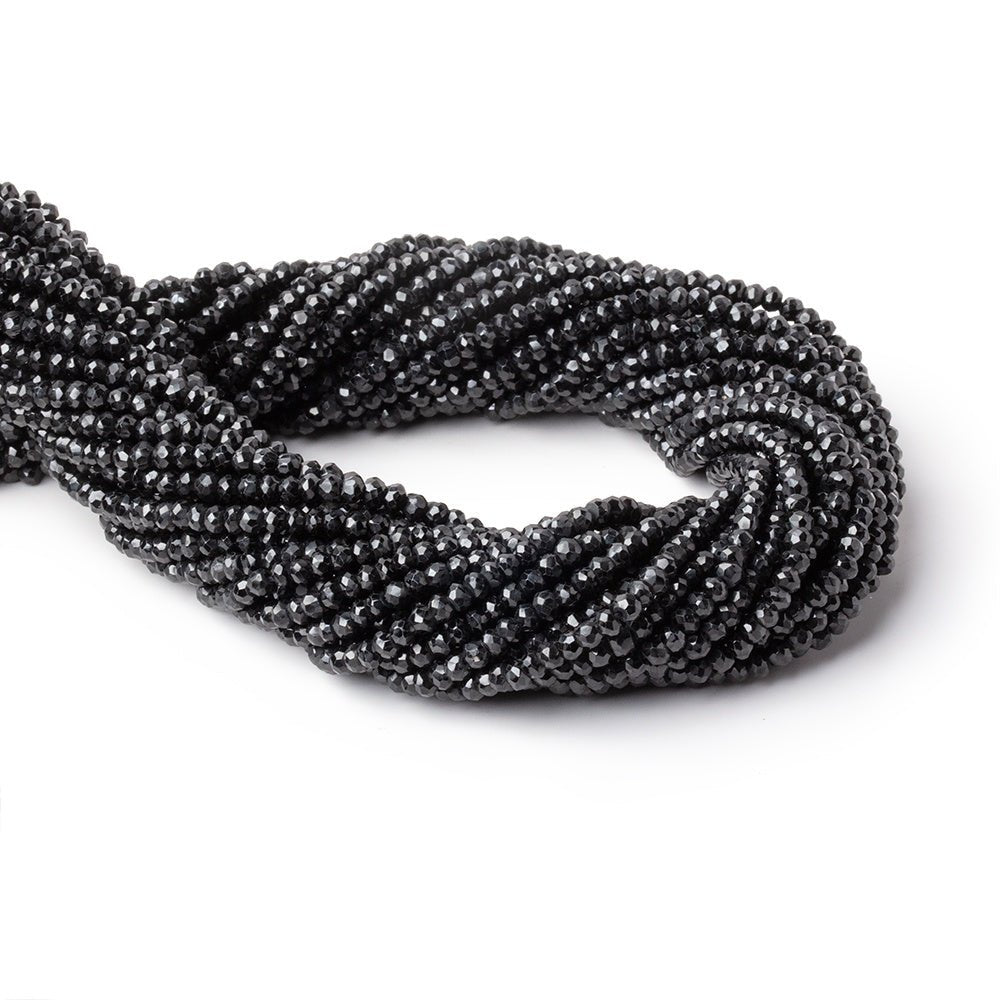 3mm Black Spinel Faceted Rondelle Beads 13.5 inch 150 pieces - Beadsofcambay.com