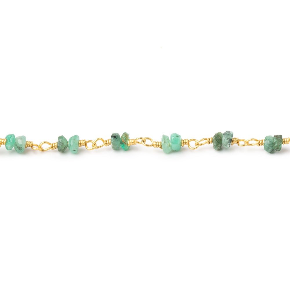 3mm Emerald Faceted Rondelle Duo on Vermeil Chain - Beadsofcambay.com