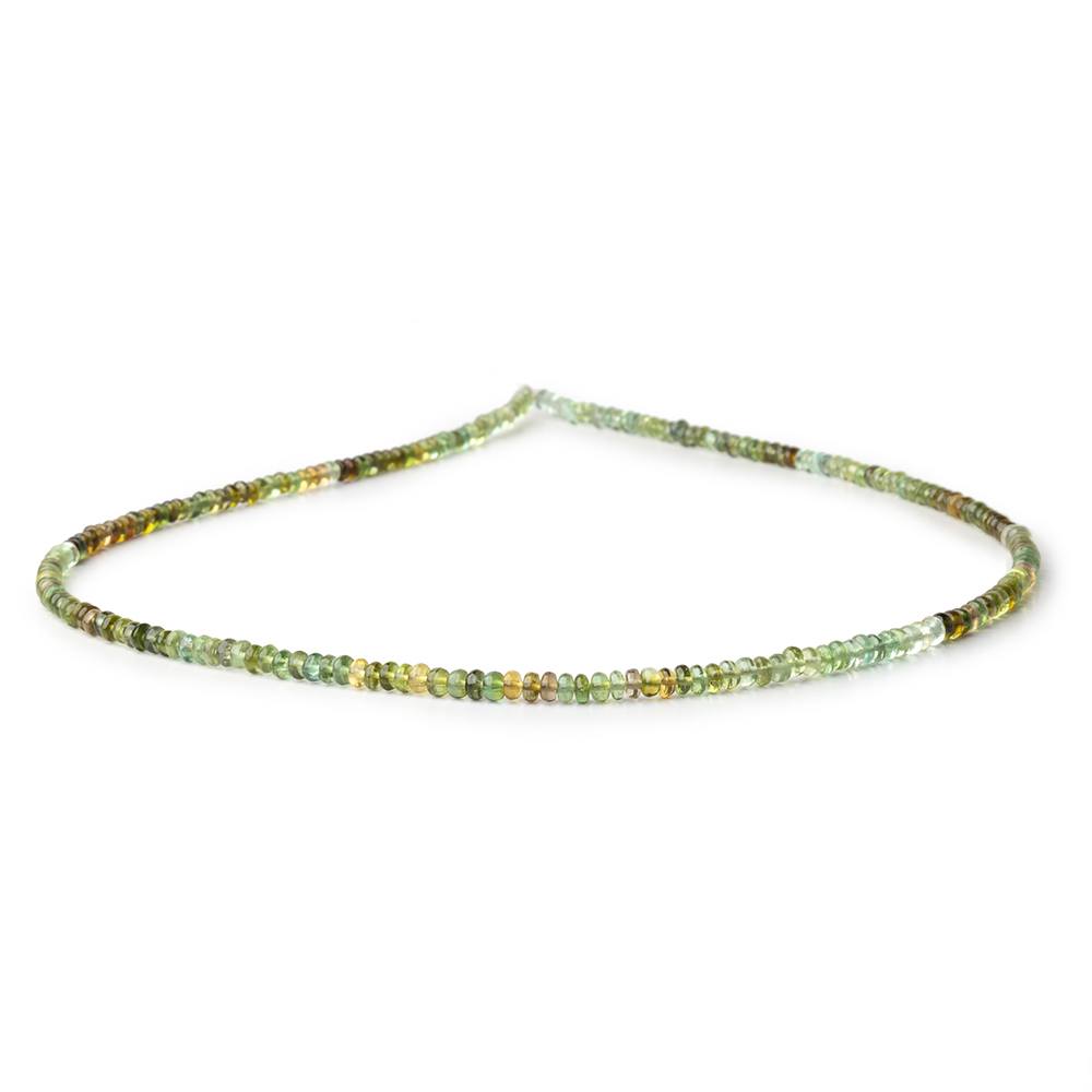 3mm Green Afghani Tourmaline Plain Rondelle Beads 16 inch 215 pieces - Beadsofcambay.com