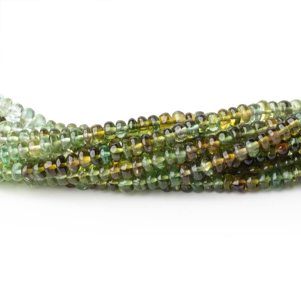 3mm Green Afghani Tourmaline Plain Rondelle Beads 16 inch 215 pieces - Beadsofcambay.com