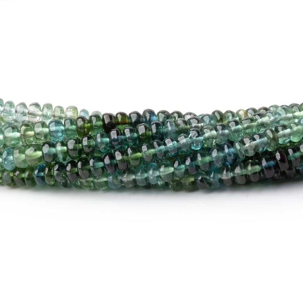 3mm Green & Indicolite Afghani Tourmaline Plain Rondelles 16 inch 215 Beads - Beadsofcambay.com