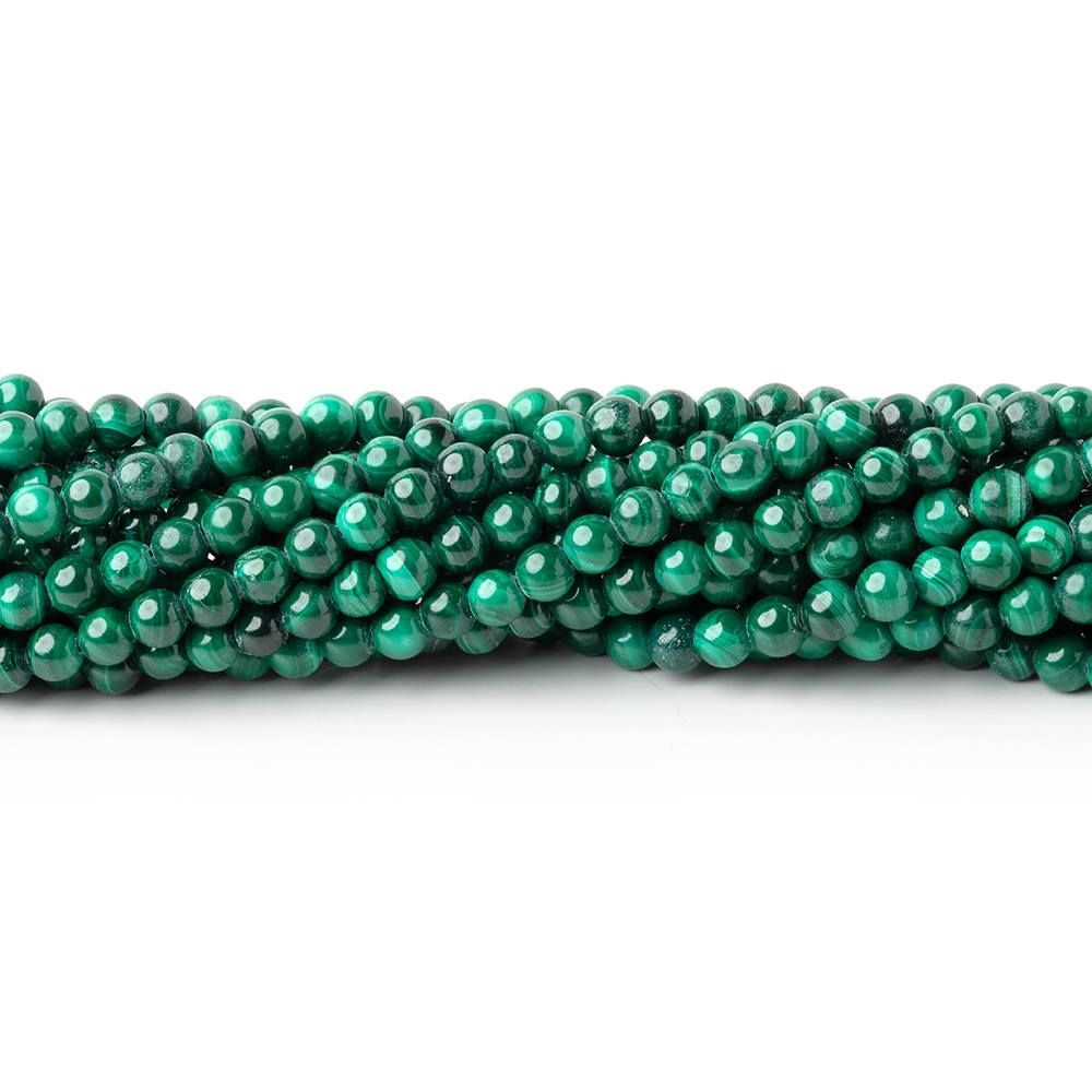 3mm Malachite Plain Round Beads 15.75 inch 130 pieces - Beadsofcambay.com