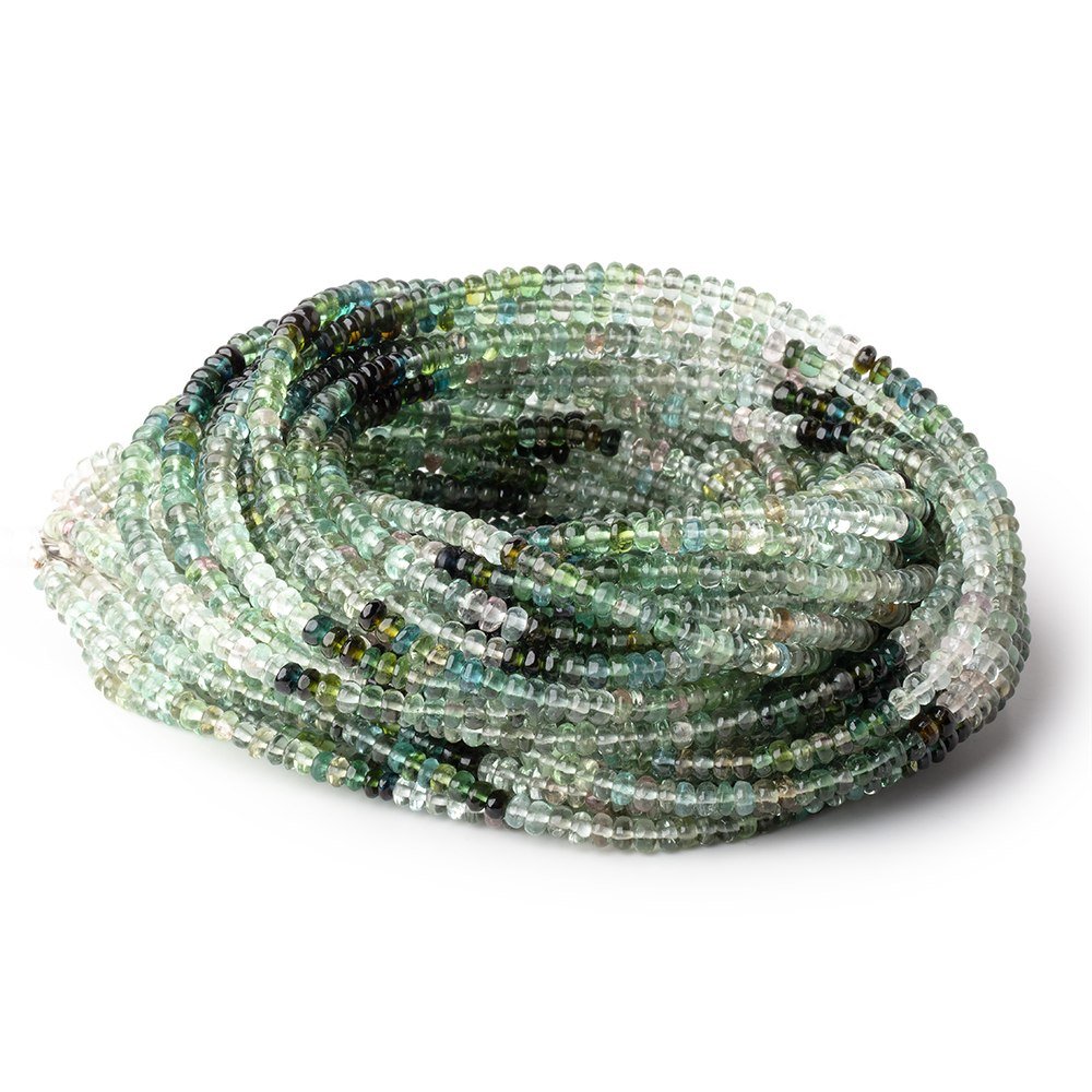 3mm Multi Color Afghani Tourmaline Plain Rondelles 16 inch 215 Beads - Beadsofcambay.com