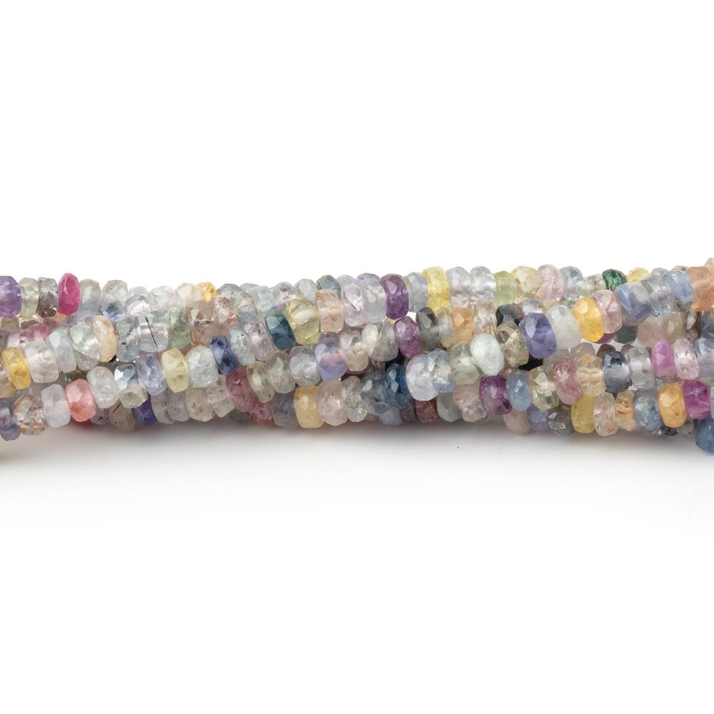 3mm Multi Color Sapphire Faceted Rondelle Beads 16 inch 215 pieces - Beadsofcambay.com