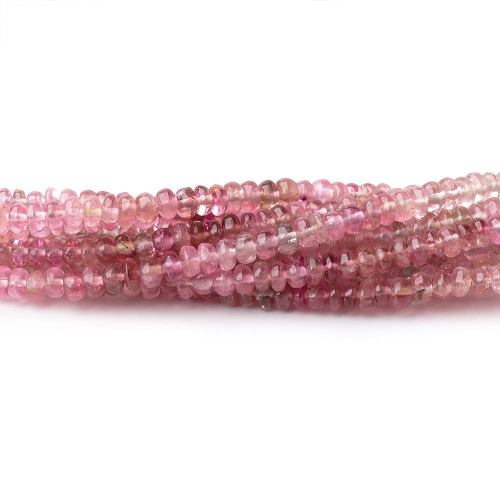 3mm Pink Afghani Tourmaline Plain Rondelles 16 inch 215 Beads - Beadsofcambay.com