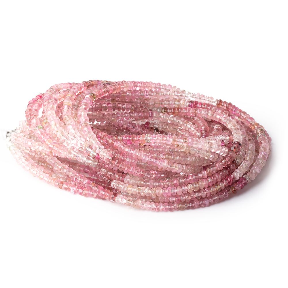 3mm Pink Afghani Tourmaline Plain Rondelles 16 inch 215 Beads - Beadsofcambay.com