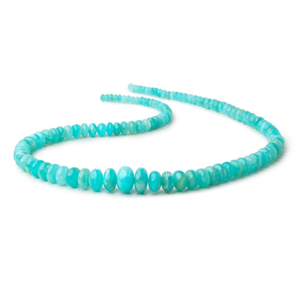 4 - 13mm Peruvian Blue Opal Plain Rondelles 20 inch 115 Beads AAA - Beadsofcambay.com