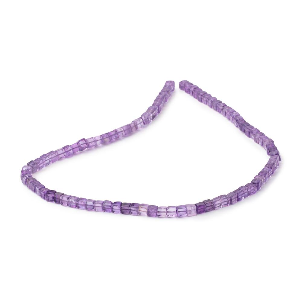 4 - 4.5mm Amethyst Plain Cube Beads 14 inch 78 pieces - Beadsofcambay.com