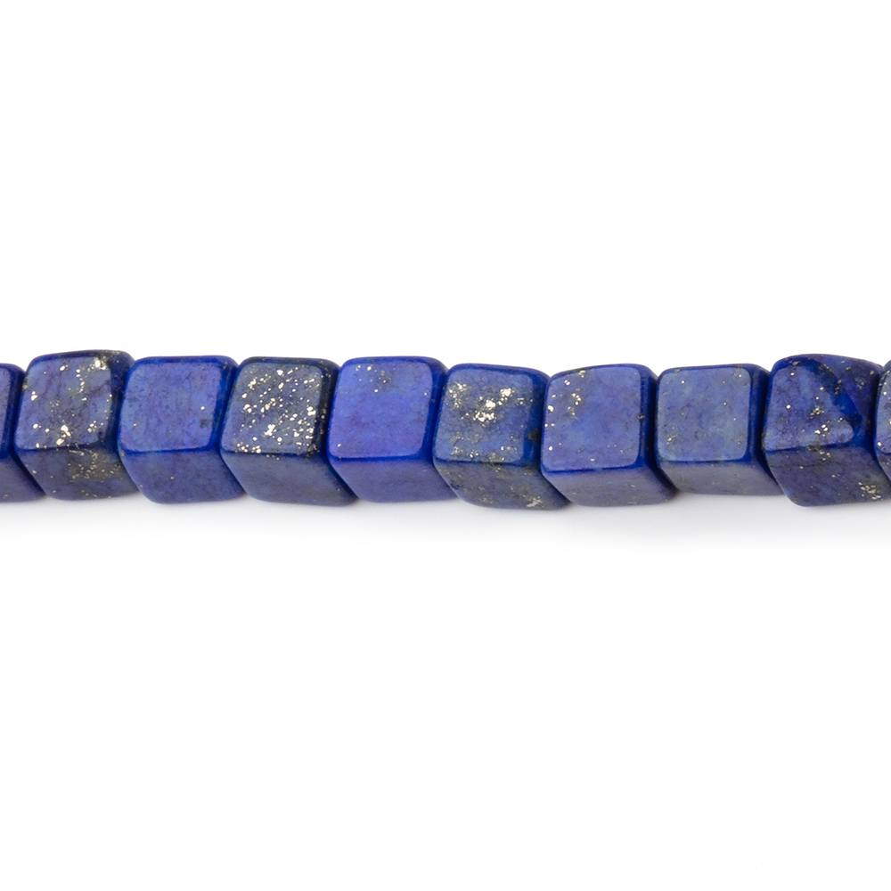 4 - 4.5mm Lapis Lazuli Plain Cube Beads 14 inch 78 pieces - Beadsofcambay.com