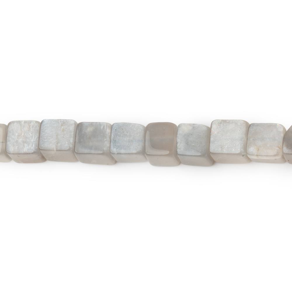 4 - 4.5mm Platinum Moonstone Plain Cube Beads 14 inch 84 pieces - Beadsofcambay.com