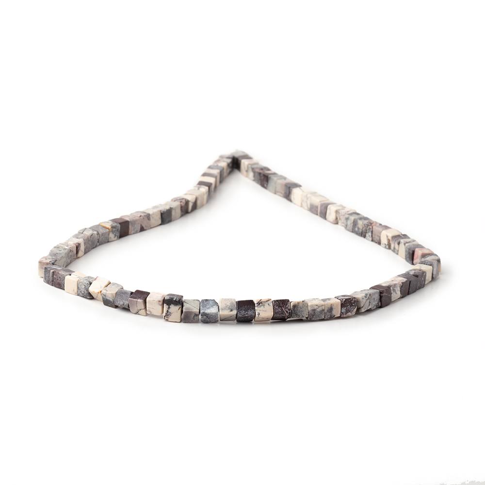 4-4.5mm Porcelain Jasper Plain Cube Beads 14 inch 80 pieces - Beadsofcambay.com