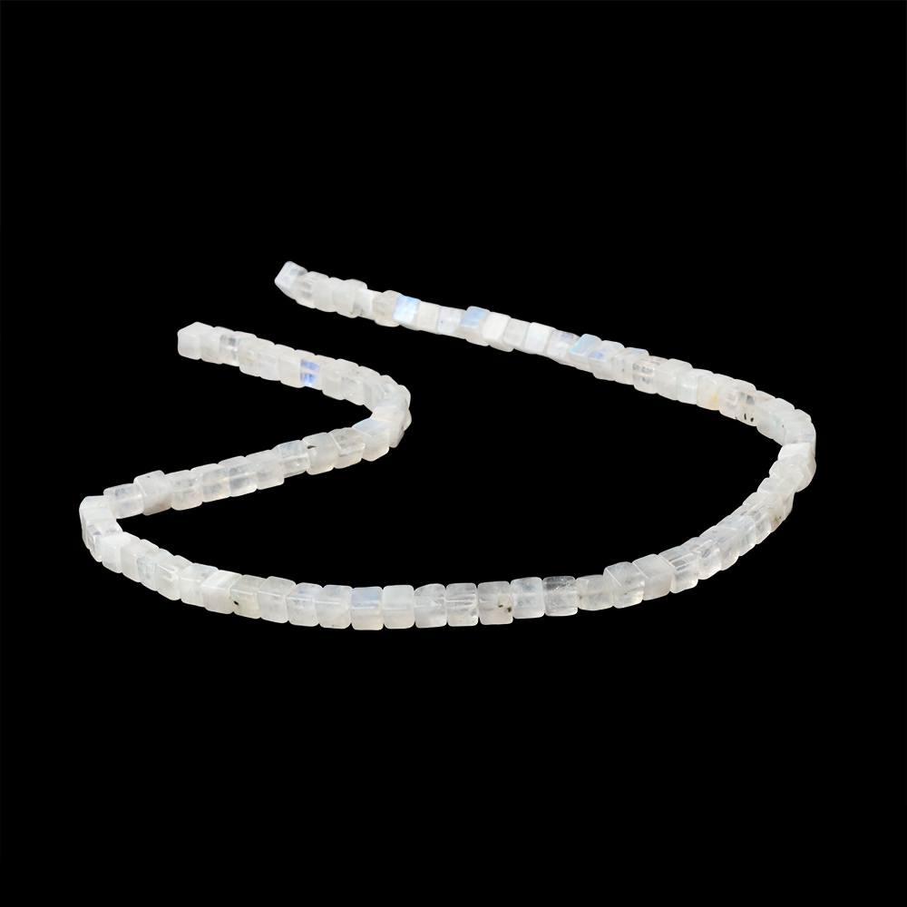 4 - 4.5mm Rainbow Moonstone Plain Cube Beads 14 inch 83 pieces - Beadsofcambay.com