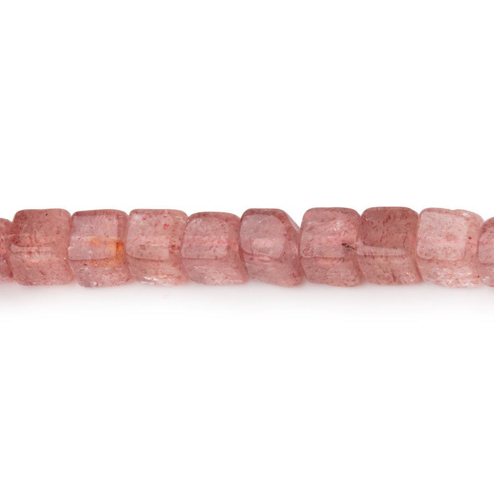 4 - 4.5mm Strawberry Quartz Plain Cube Beads 14 inch 78 pieces - Beadsofcambay.com