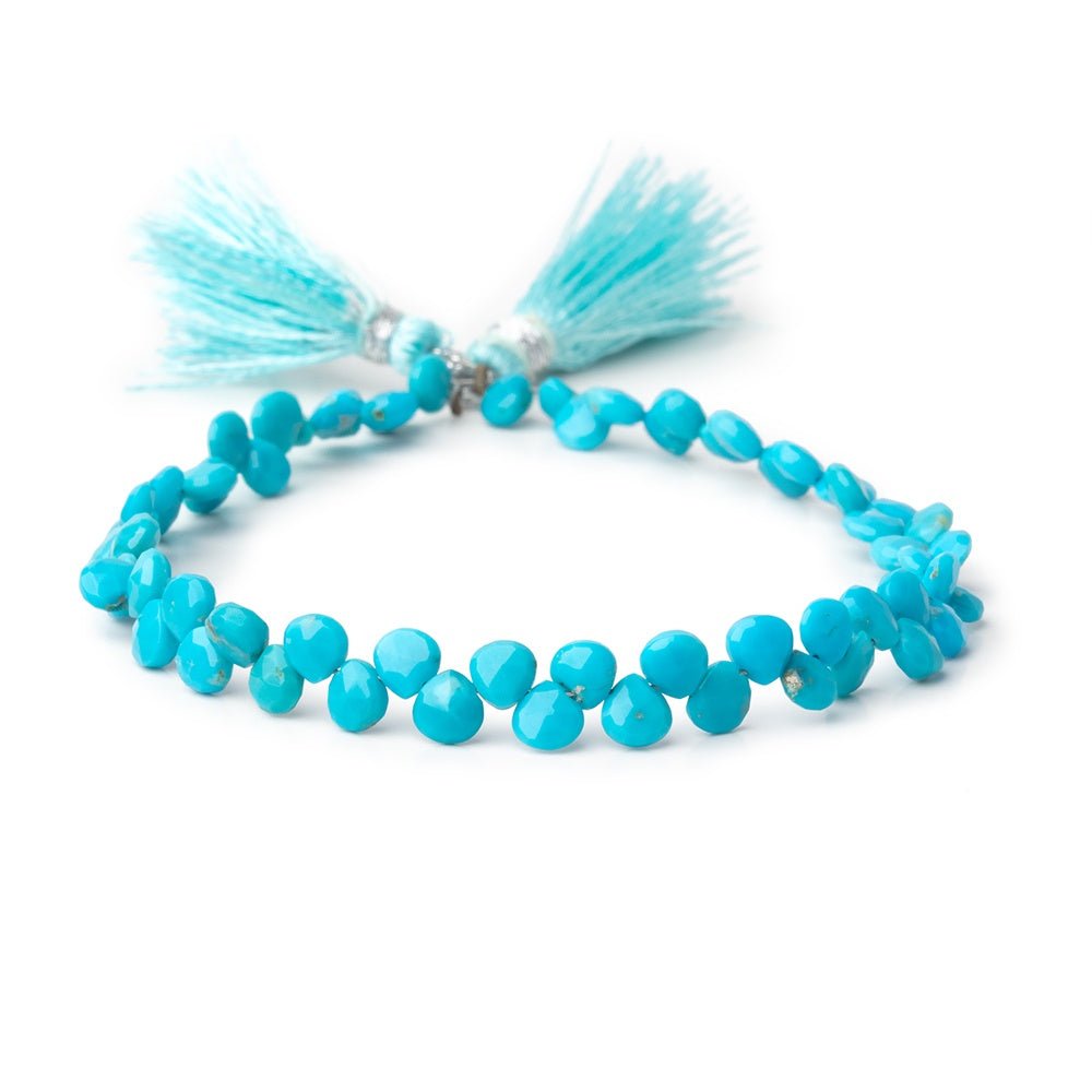 4 - 5mm Sleeping Beauty Turquoise Faceted Hearts 8 inch 60 Beads AA - Beadsofcambay.com