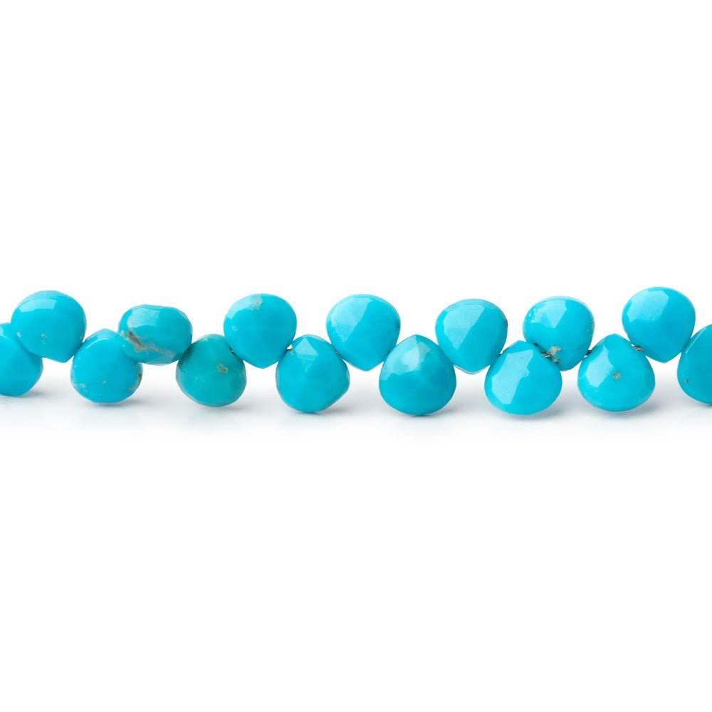 4 - 5mm Sleeping Beauty Turquoise Faceted Hearts 8 inch 60 Beads AA - Beadsofcambay.com