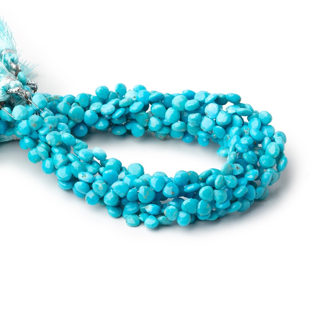 4 - 5mm Sleeping Beauty Turquoise Faceted Hearts 8 inch 60 Beads AA - Beadsofcambay.com