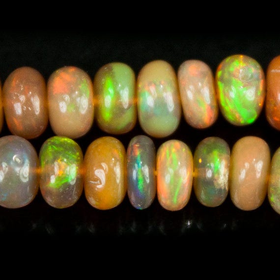 4 - 6mm Ethiopian Dark Golden Opal Plain Rondelle Beads 16 inch 133 pieces - Beadsofcambay.com