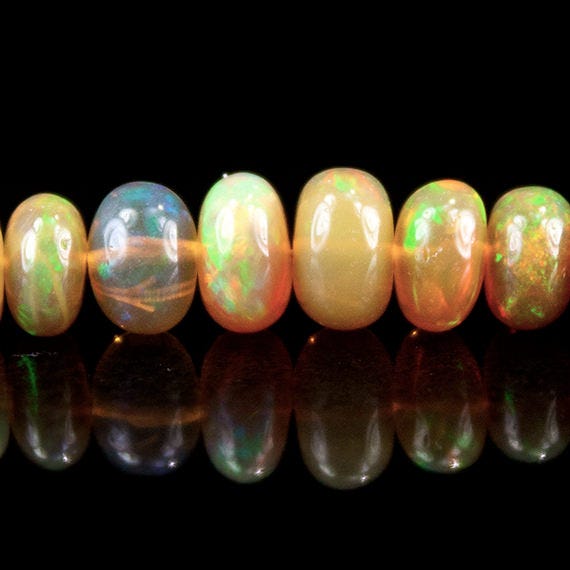 4 - 6mm Ethiopian Dark Golden Opal Plain Rondelle Beads 16 inch 133 pieces - Beadsofcambay.com