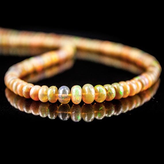 4 - 6mm Ethiopian Dark Golden Opal Plain Rondelle Beads 16 inch 133 pieces - Beadsofcambay.com