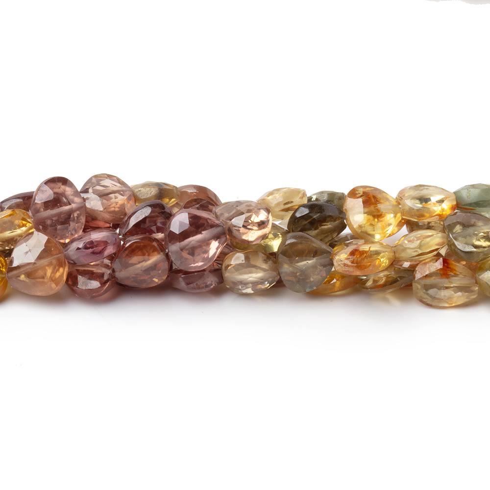 4 - 6mm Multi Color Golden Zircon Faceted Heart 16 inch 87 Beads AA - Beadsofcambay.com