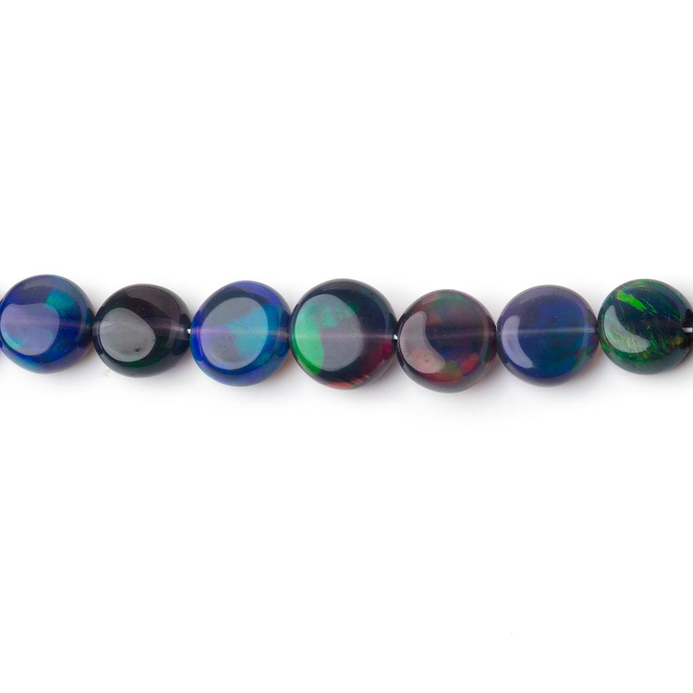 4 - 7mm Black Ethiopian Opal Plain Coin Beads 15.5 inch 81 pieces AA - Beadsofcambay.com