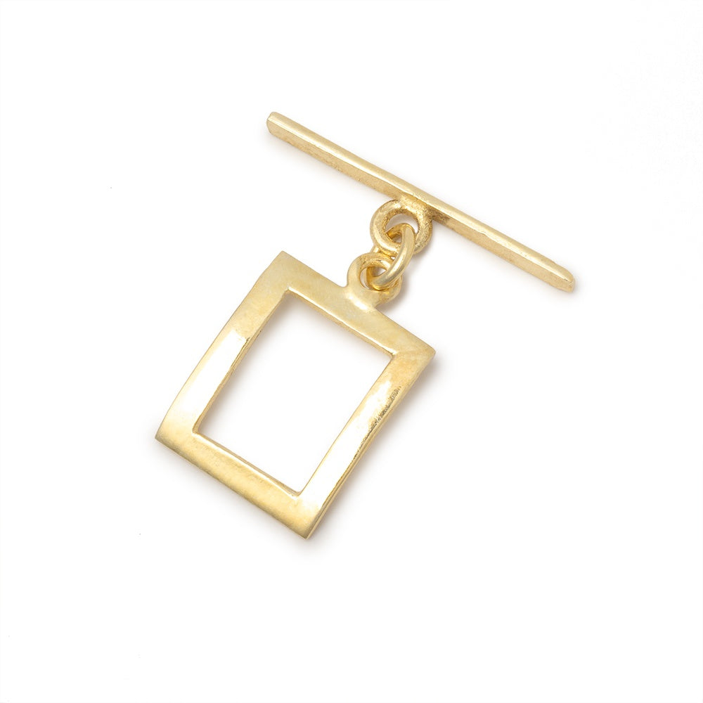 16x13mm Vermeil Curved Rectangular Toggle 1 piece - BeadsofCambay.com